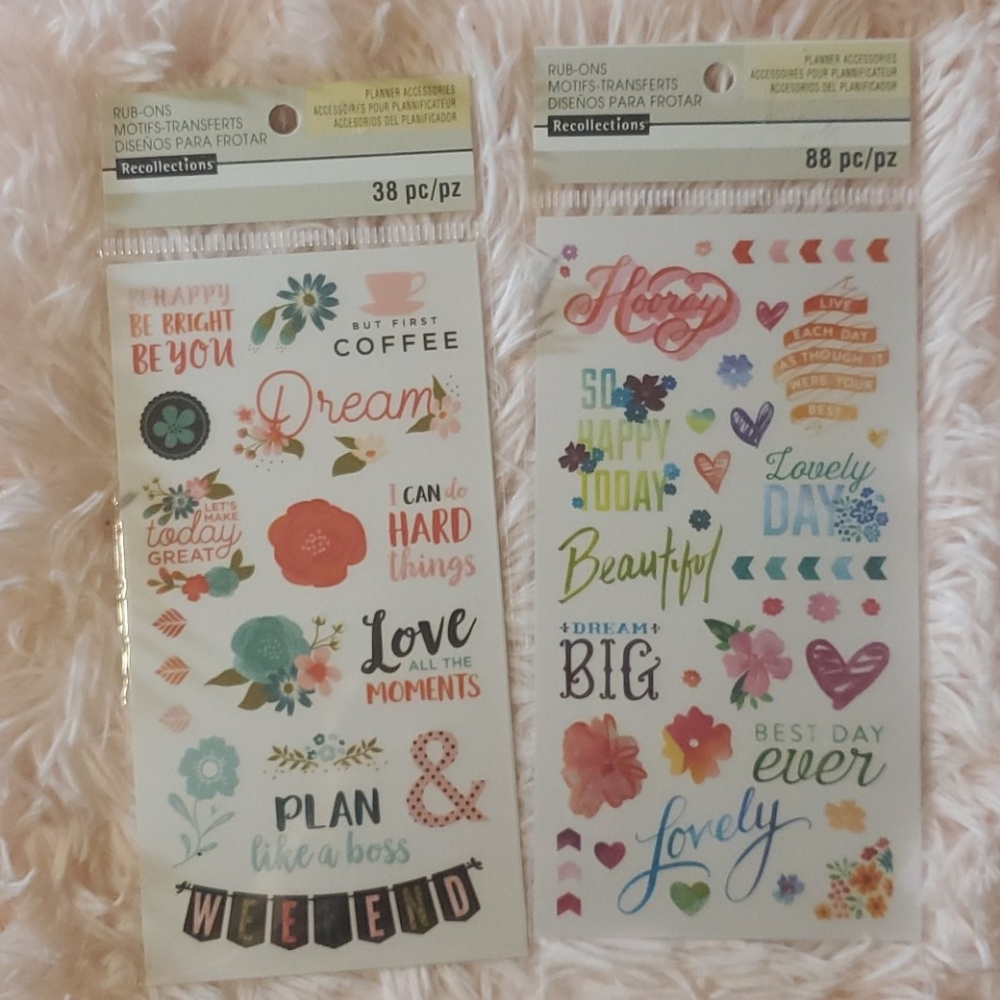 🔴 5/$20 RECOLLECTIONS planner rub-ons 2X